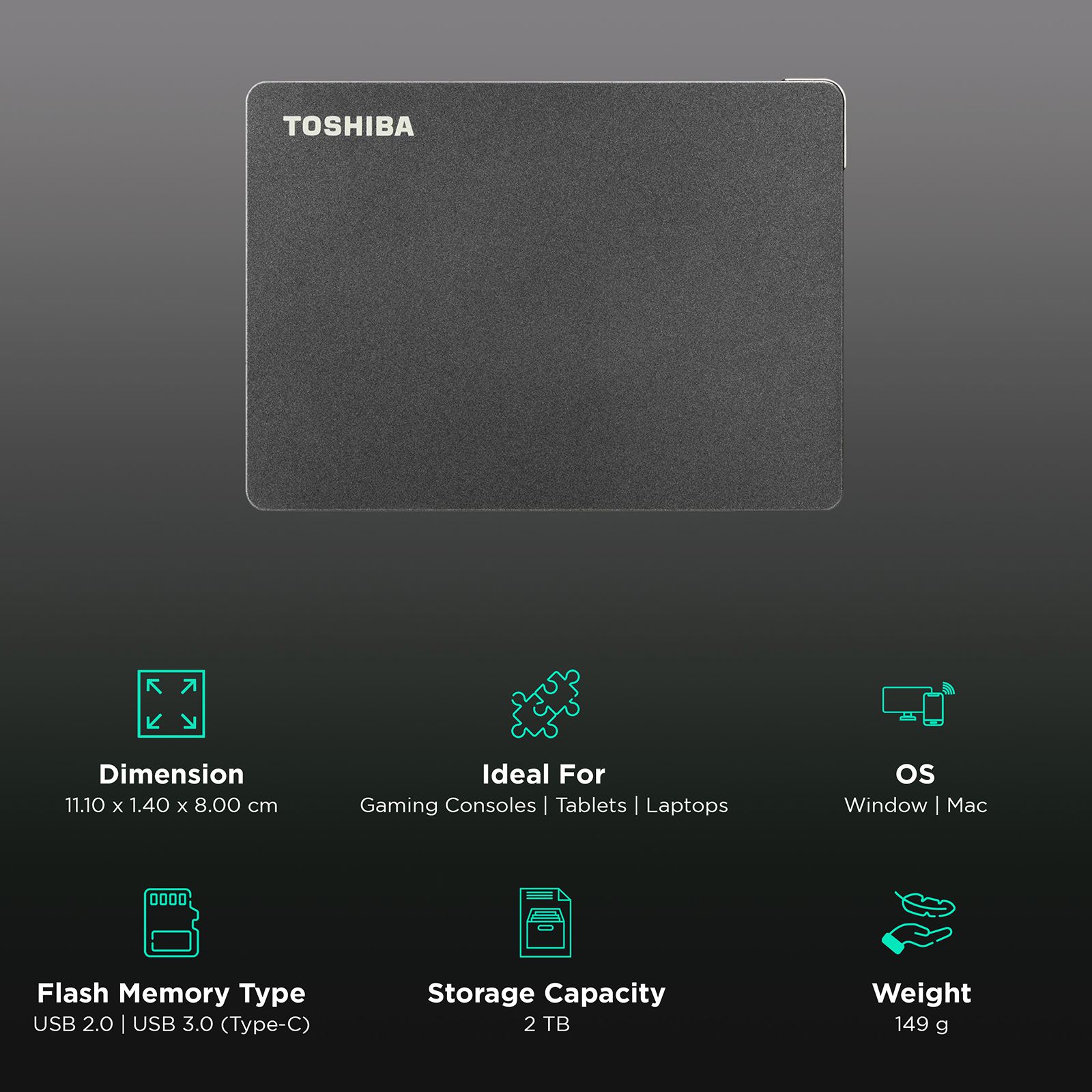 Buy TOSHIBA Canvio Gaming 2TB USB 3.0/USB 2.0 Hard Disk Drive